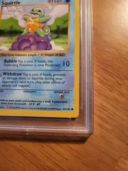 Pokemon TCG Squirtle 63/102 Base Set 1st Edition Shadowless PSA 3 - Image 4
