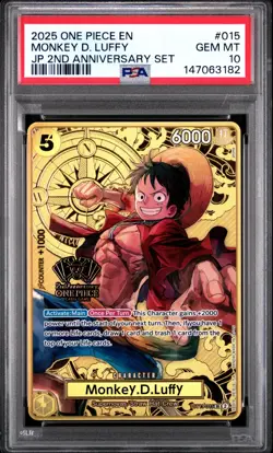 2025 ONE PIECE ST13-015 JAPANESE 2ND ANNIVERSARY SET MONKEY D LUFFY ENG PSA 10 - Image 1