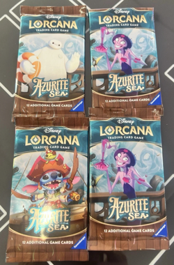FOUR! DISNEY Lorcana TCG Azurite Sea Booster Pack 12 Cards 4 Bundle Ravensburger - Image 1