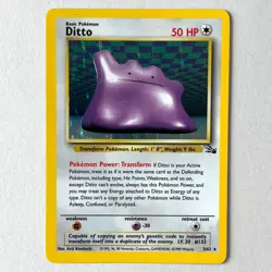 Ditto 3/62 Rare Pokemon TCG Card Holo Fossil 50HP - Vintage Basic 1999 MP - Image 3