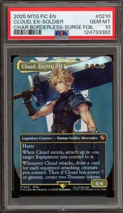Magic MTG Cloud Ex-Soldier CHAR Borderless Surge Foil #0210 PSA 10 Gem Mint - Image 1