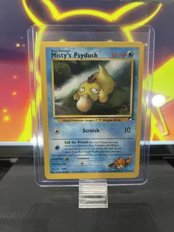 W Stamp Misty's Psyduck Gold Promo Rare Pokemon Card 54/132 WOTC - Image 1