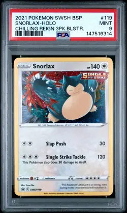 2021 POKEMON SWSH BLACK STAR PROMO #119 SNORLAX-HOLO PSA 9 - Image 1