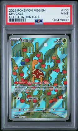 2025 POKEMON MEG EN-MEGA EVOLUTION ILLUSTRATION RARE #136 SHUCKLE PSA 9 - Image 1