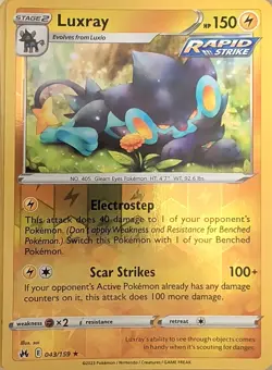 Luxray 043/159 Rare Crown Zenith Pokemon Reverse Holo Near Mint - Image 1