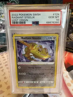 2022 Pokemon Radiant Steelix Lost Origin PSA Graded Gem Mint 10 SWSH #124/196 - Image 1