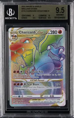 2022 POKEMON BRILLIANT STARS RAINBOW RARE #174/172 CHARIZARD VSTAR BGS 9.5 - Image 1