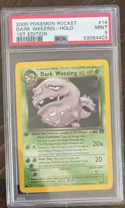 Pokemon 2000 Team Rocket Dark Weezing 14/82 1st Edition Holo Rare PSA 9 - Image 1