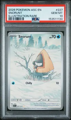 2026 POKEMON ASC EN-ASCENDED HEROES ILLUSTRATION RARE #227 SNORUNT PSA 10 - Image 1