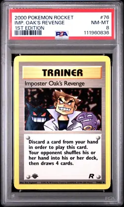 IMPOSTER OAK'S REVENGE 2000 Pokemon Rocket 1st Edition #76 PSA 8 - Image 1