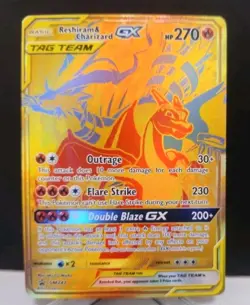 Pokemon Reshiram & Charizard GX SM247 Gold Tag Team Black Star Promo - Image 1