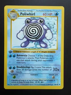 Pokemon TCG: 1999 Base Set First Edition Poliwhirl (38/102) NM/LP - Image 1