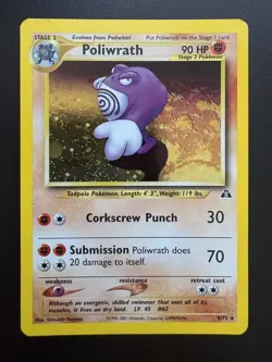 Pokemon TCG: 2001 Neo Discovery Unlimited Holo Rare Poliwrath (9/75) - LP - Image 1