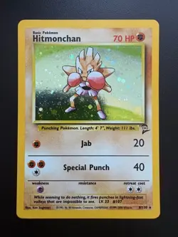 Pokemon TCG 2000 Base 2 Holo Rare Hitmonchan (08/130) - NM/LP - Image 1