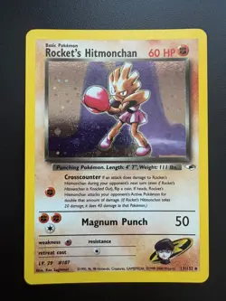 Pokemon TCG 2000 Gym Heroes Holo Rare Rocket's Hitmonchan (11/132) - LP+ Swirl - Image 1