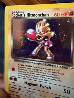 Pokemon TCG 2000 Gym Heroes Holo Rare Rocket's Hitmonchan (11/132) - LP+ Swirl - Image 3