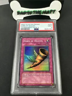 2003 Yu-Gi-Oh! PSA 9 Horn of Heaven TP3-005 Super Rare Tournament Pack 3 MINT - Image 1