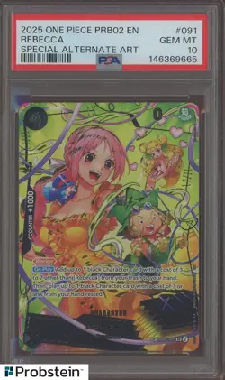 2025 One Piece PRB02 EN Special Alternate Art #091 Rebecca PSA 10 GEM MINT - Image 1