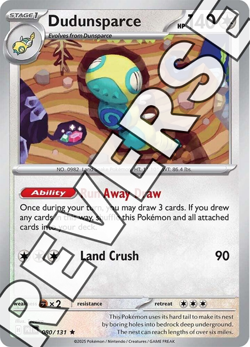 Dudunsparce 080/131 Sv: Prismatic Evolutions Reverse Holo - Pokemon TCG - NM - Image 1