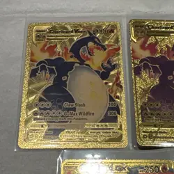 Set of 5 Pokemon Charizard Gold Foil Fan Art NM - Excellent Condition - Image 2