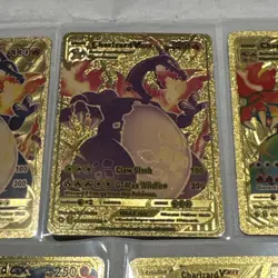 Set of 5 Pokemon Charizard Gold Foil Fan Art NM - Excellent Condition - Image 3
