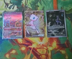 Pokemon 151 3 Card Promo Set Gold Mew Metal,Mew 053,Mewtwo 052 NM Condition - Image 1
