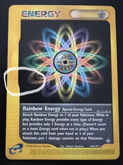 POKEMON AQUAPOLIS RAINBOW ENERGY NON HOLO RARE 144/147 CARD - Image 1