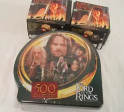 Lord Of The Rings 500 Piece Puzzle + 2 Trading Card Game Decks, NIB - Image 1