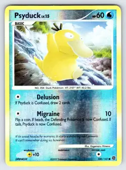 Psyduck 100/132 2007 Secret Wonders Pokemon Card Himeno Reverse Holo Common - Mp - Image 1