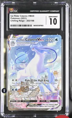 CGC 10 Gem Mint Ice Rider Calyrex VMAX Chilling Reign Card 203/198 Pokemon TCG - Image 1