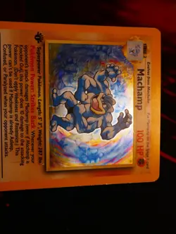 HP (4th Print 1999-2000) Pokemon MACHAMP Card BASE Set 8/102 Holo Rare 1st ed UK - Image 4