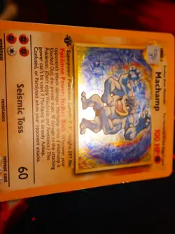 HP (4th Print 1999-2000) Pokemon MACHAMP Card BASE Set 8/102 Holo Rare 1st ed UK - Image 5