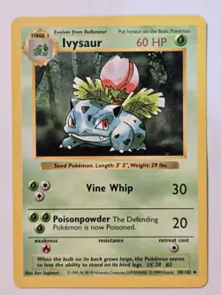 Pokemon TCG Ivysaur (Shadowless) Base Set 30/102 Regular Uncommon LP - Image 1
