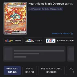 Pokemon Hearthflame Mask Ogerpon ex 212/167 Sv06: Twilight Masquerade Rare Holo - Image 3