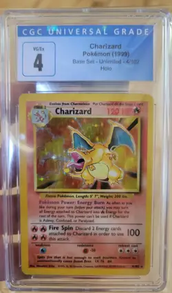 1999 Charizard #4 Base Set Unlimited Holo CGC 4 VG-EX Pokemon TCG - Image 1