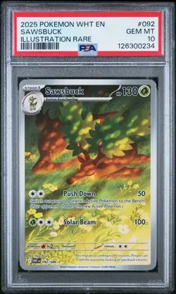 2025 POKEMON WHT EN-WHITE FLARE ILLUSTRATION RARE #092 SAWSBUCK PSA 10 - Image 1