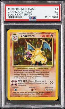 1999 POKEMON GAME BLACK DOT ERR #4 CHARIZARD-HOLO PSA 5 - Image 1