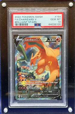 2022 POKEMON SWORD & SHIELD BRILLIANT STARS #154 FULL ART/CHARIZARD V PSA 10 - Image 1