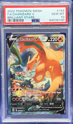 2022 POKEMON SWORD & SHIELD BRILLIANT STARS #154 FULL ART/CHARIZARD V PSA 10 - Image 3