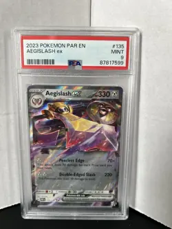 2023 Pokemon Paradox Rift Aegislash ex #135 DOUBLE RARE EXTENDED ART PSA 9 MINT - Image 1