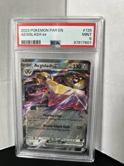 2023 Pokemon Paradox Rift Aegislash ex #135 DOUBLE RARE EXTENDED ART PSA 9 MINT - Image 3