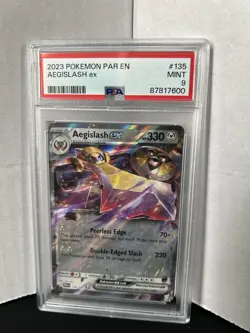 2023 Pokemon Paradox Rift Aegislash ex #135 DOUBLE RARE EXTENDED ART PSA 9 MINT - Image 5