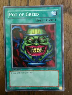 YuGiOh Pot of Greed SD4-EN018 Common 1st Edition LP - Image 1