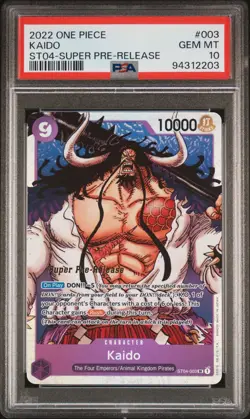 2022 One Piece Kaido ST04 #003 Super Pre-Release PSA 10 GEM MINT - Image 1