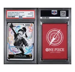 ONE PIECE ENGLISH ST29 MONKEY D LUFFY BLACK AND WHITE ALT ART LEADER PSA 10 🔥📈 - Image 3