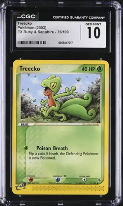 CGC 10 Treecko 75/109 EX Ruby & Sapphire 2003 Pokemon Card - Image 1