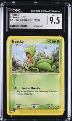 CGC 9.5 Treecko 75/109 EX Ruby & Sapphire 2003 Pokemon Card - Image 1