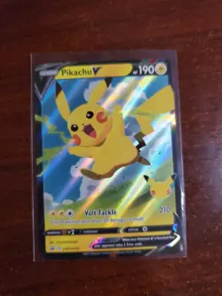 Pokemon Pikachu V SWSH143 Sword & Shield Promo Holo Card Stamp - Image 1