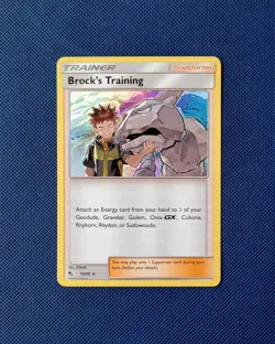 Pokemon Card Brock's Training Hidden Fates Holo Rare 55/68 Near Mint - Image 1