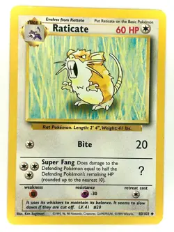 Raticate 40/102 Uncommon Base Set Unlimited Pokemon MP - Image 1